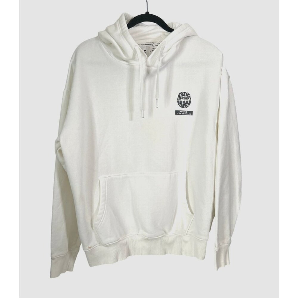 D&F White Hoodie with Front Pocket & Hooded Design Size XL